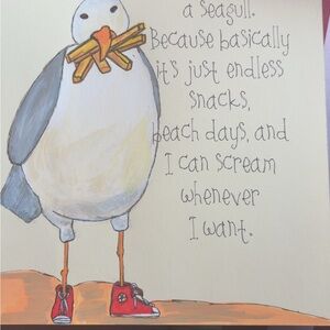 Seagull Art Print with Red Sneakers